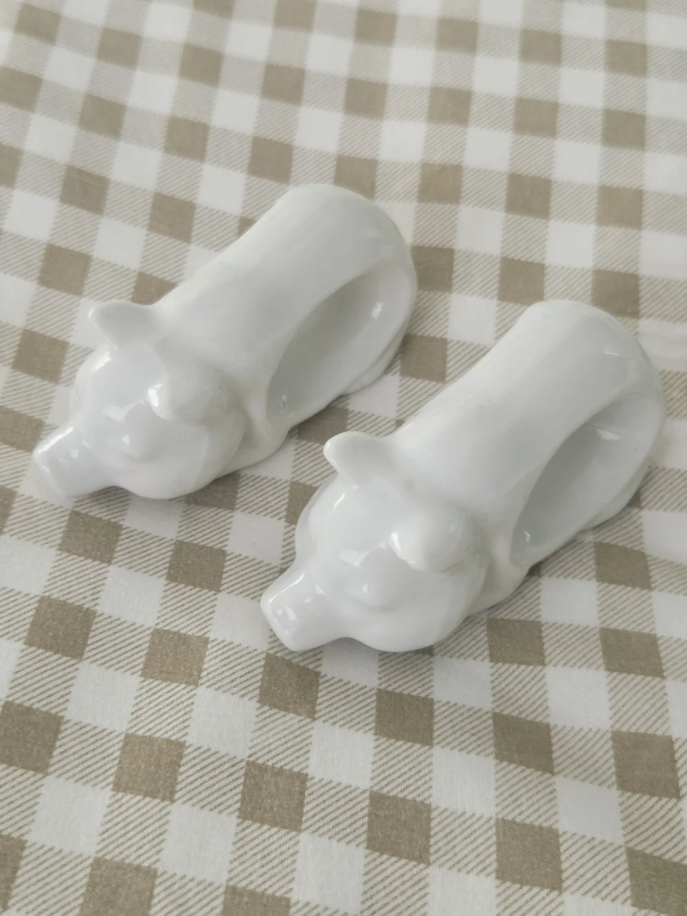 Vintage Shafford Porcelain Pig Napkin Rings, Set Of 2